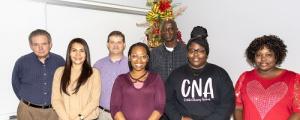 (Back Left to Right): Kenneth O’Neal, Ph.D., Assistant Director at Ellisville State School; Kevin Polk, Director of Programmatic Services.; John Wilson, Director of Hillside Units; Congratulations to the Winners (Front Left to Right) Cristy Smith, Dessica Hill, Michela Moffett and France Hinton